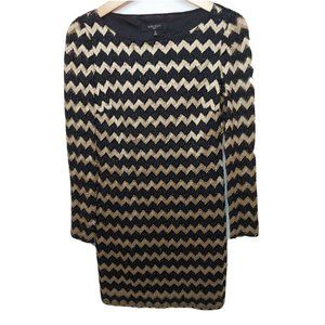 Nine West Metallic Gold Black Shimmer Cocktail Dress Size 8